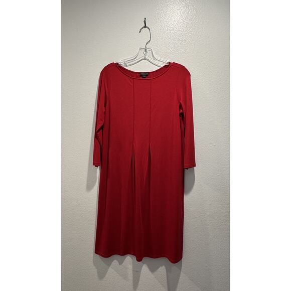 J. Jill Wearever Collection Size XS Red 3/4 Sleeve Pleated Dress Stretch Work - Picture 1 of 7